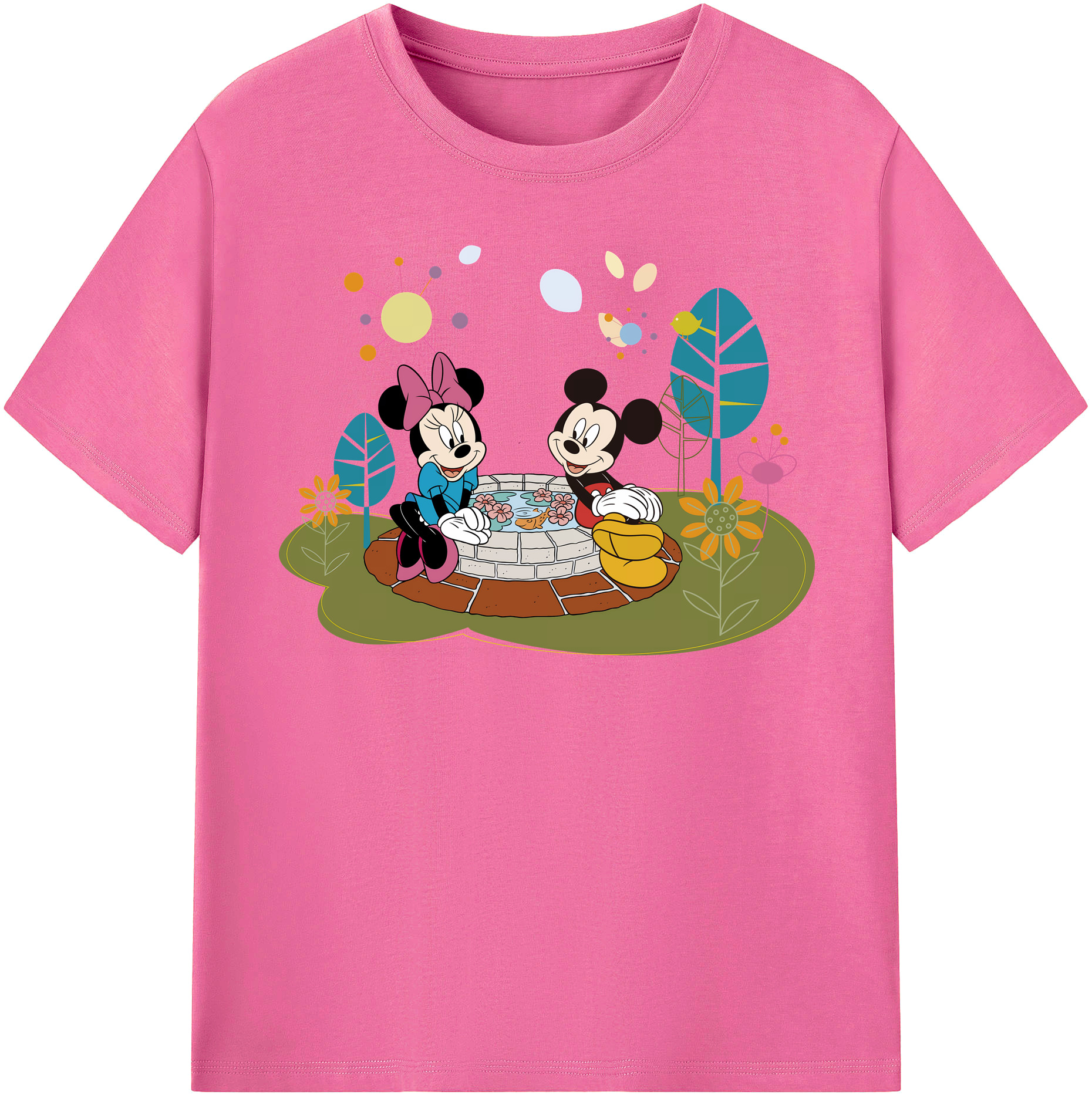 （画像用） ミッキーマウス Mickey Mouse レディースカジュアルプリントTシャツ（綿100％）
